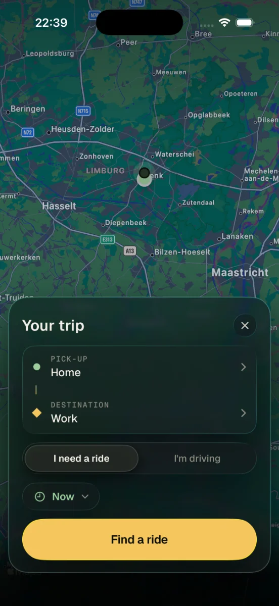 KoMee trip sheet — your trip, find a ride